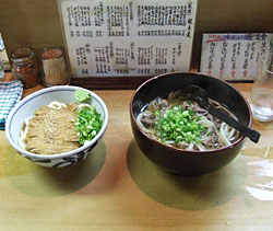 Western and cold kake udon at Takahata