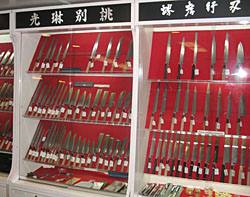 Knives sold in the lower Manhattan showroom of Korin