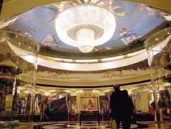 Entrance hall of a luxurious hotel-casino complex in
Macau, China