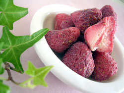 Strawberries and black currants infused with chocolate