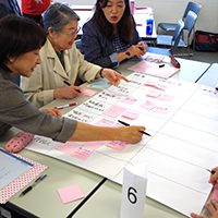 
A workshop for area residents was held in May 2015 in Sendai to learn how to run shelters in the event of disasters. | 
2015年５月に仙台市で行なわれたワークショップで、市民は災害時の避難所の運営方法について学んだ。| 
QATAR FRIENDSHIP FUND

