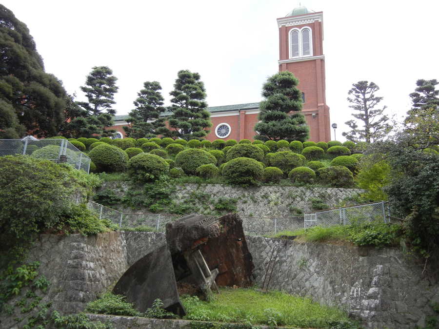 The new &amp; the ruined structures, Urakami Cathedral, Nagasaki