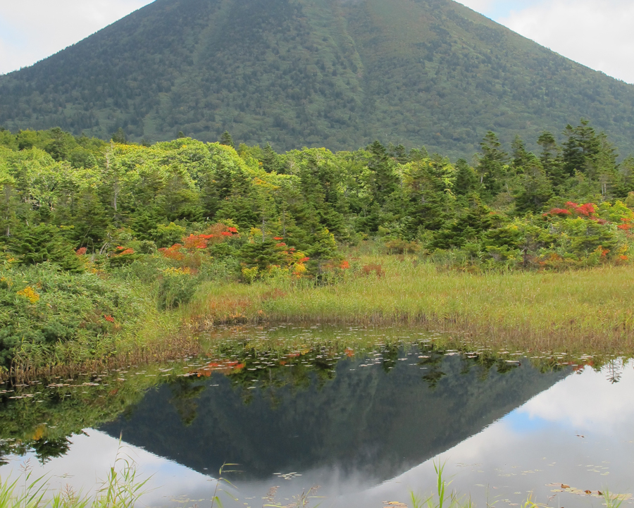 Mount Takada Odake reflecting off of Suiren Numa Pond, Hakkoda, Aomori Pref.