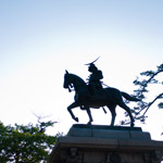 An one-eyed hero (Masamune Date statue), Aobayama Park, Miyagi Pref.