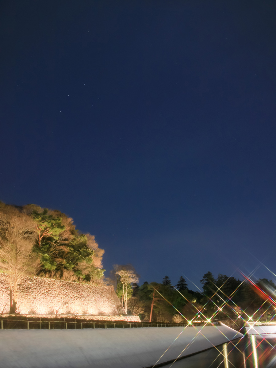 Canal and stone wall of Kanazawa Castle in winter, Ishikawa Pref.