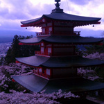 Famous pagoda in Sengen Shrine, Yamanashi Pref.