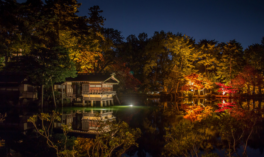 Magical Kasumiga Pond on autumn evening, Kanazawa, Ishikawa Pref.