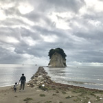 Father and son on Mitsuke-Jima Island, Noto Peninsula, Ishikawa Pref.