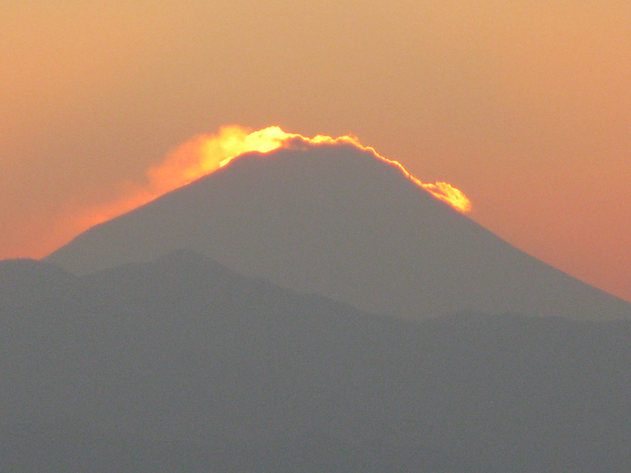 Sunset behind Fuji-san, Shizuoka Pref.