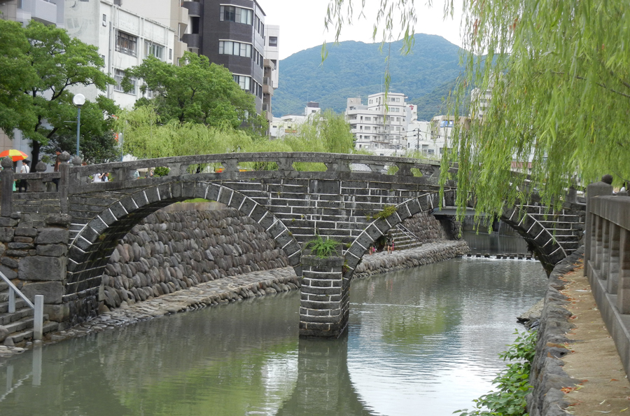 The oldest stone arch bridge in Japan, Megane Bridge, Nagasaki