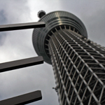 Measuring the thickness of Tokyo Skytree