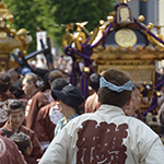 Watching the mikoshi parade at Kanda Festival, Tokyo