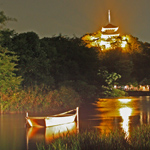 Illuminated pagoda in Sankeien Garden, Yokohama