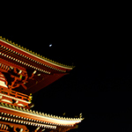 Asakusa Temple and the moon, Tokyo