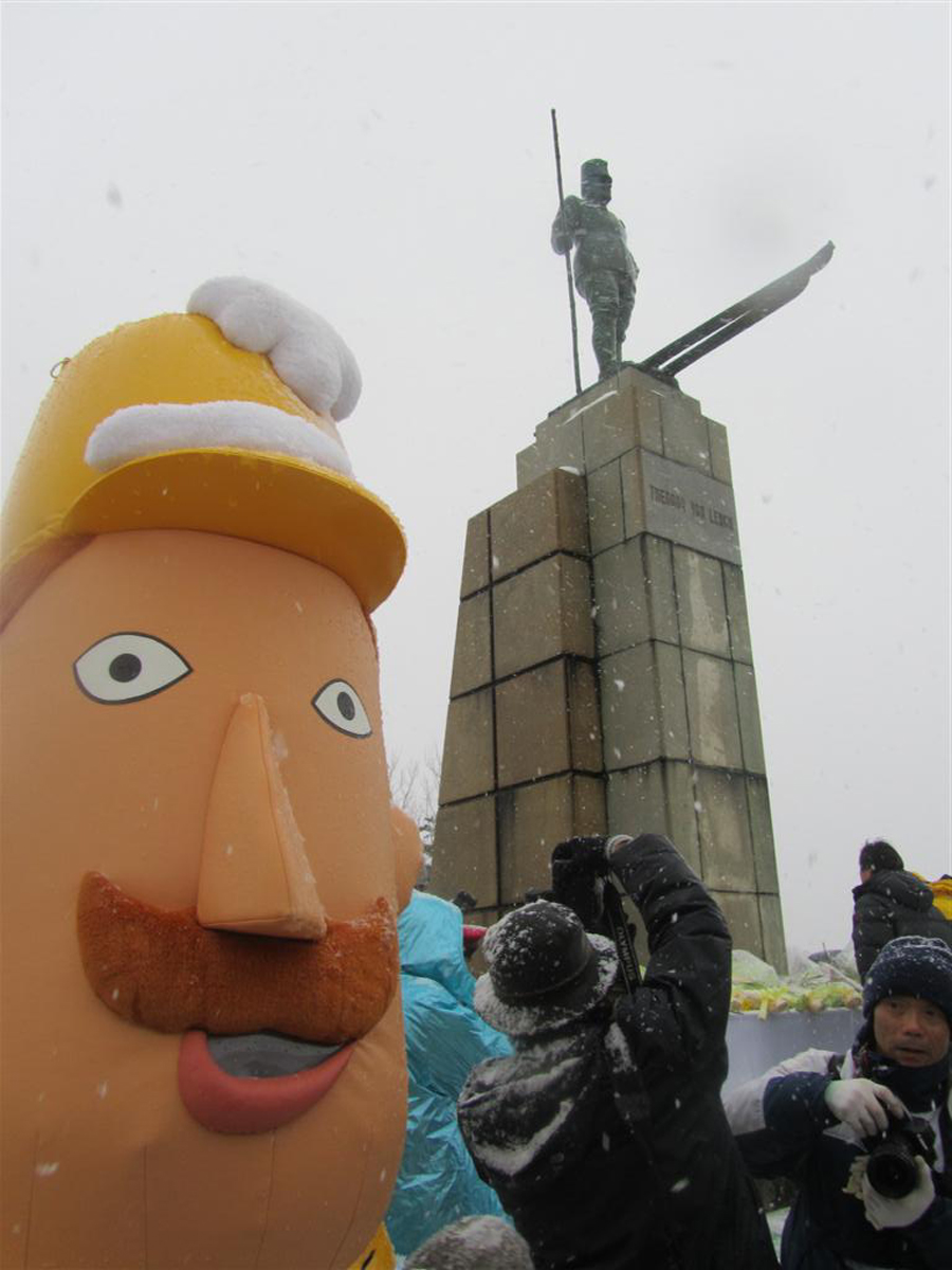 100 years of skiing in Japan statue of Maj. Lerch, Joetsu City, Niigata Pref.